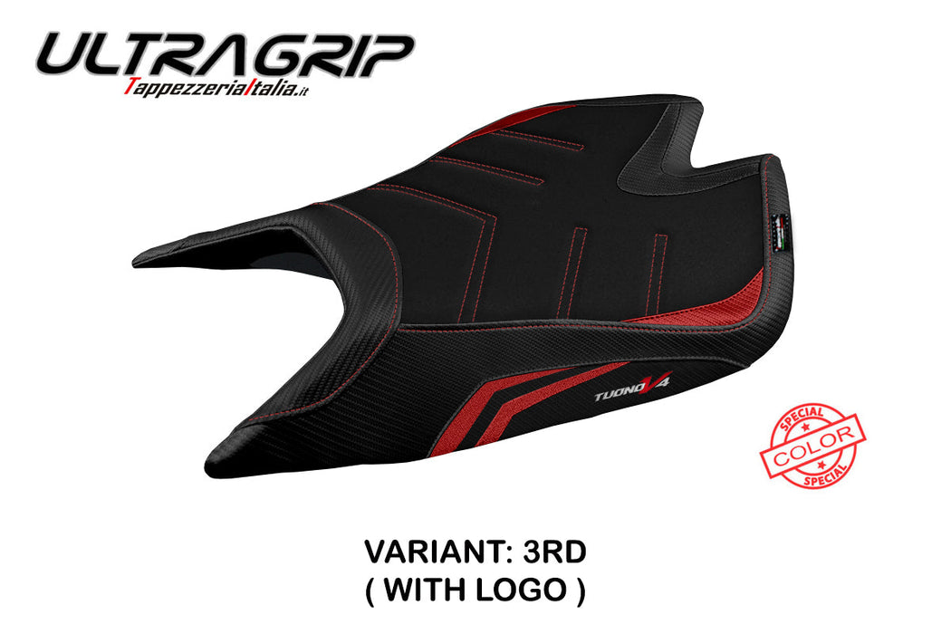 Aprilia Tuono V4 Factory 2021-2024 Seat Cover Tappezzeria Italia Ultragrip in Red and Black