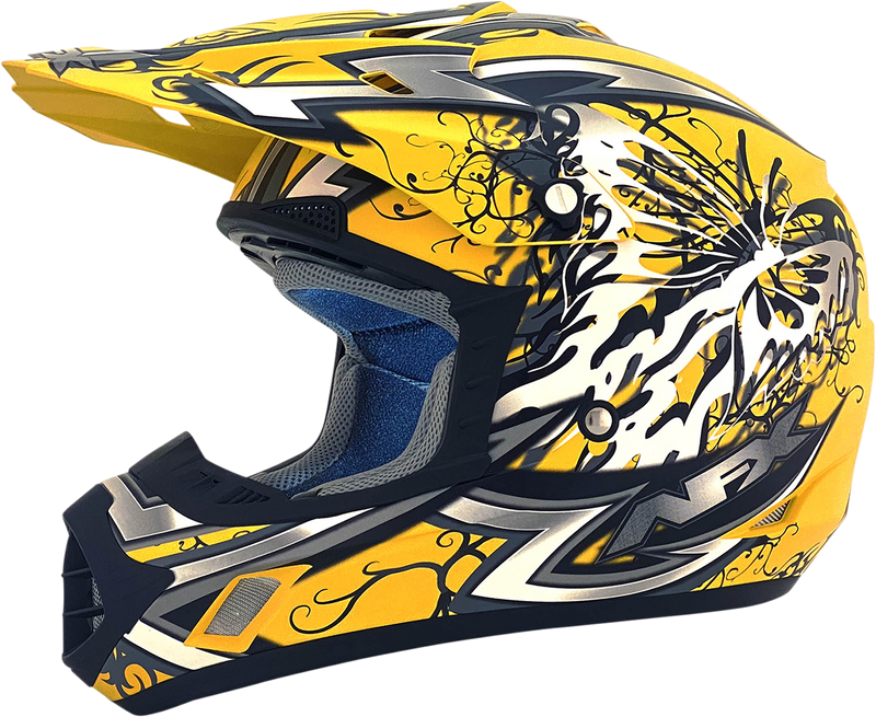 AFX FX-17Y Motorcycle Helmet - Butterfly - Matte Yellow - Large 0111-1395