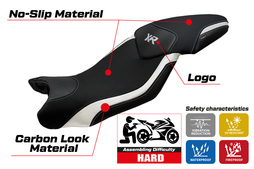 BMW S1000XR 2015-2019 Seat Cover Tappezzeria Italia in White and Black