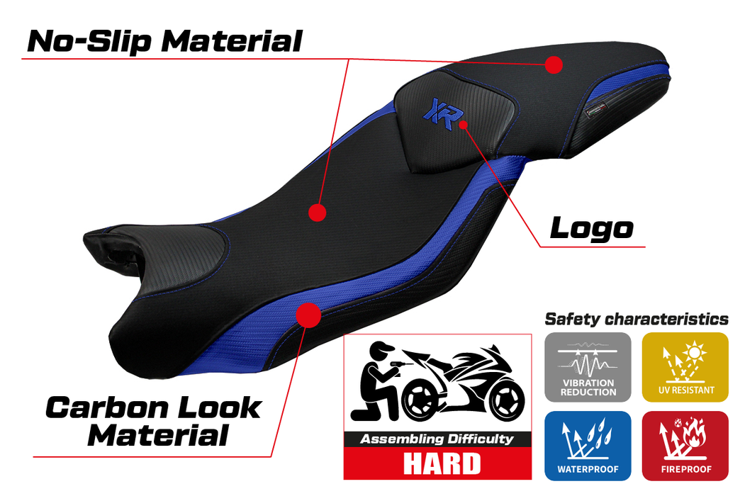 BMW S1000XR 2015-2019 Seat Cover Tappezzeria Italia in Blue and Black