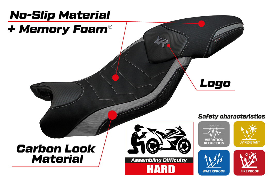 BMW S1000XR 2015-2019 Seat Cover Tappezzeria Italia Comfort in Grey and Black