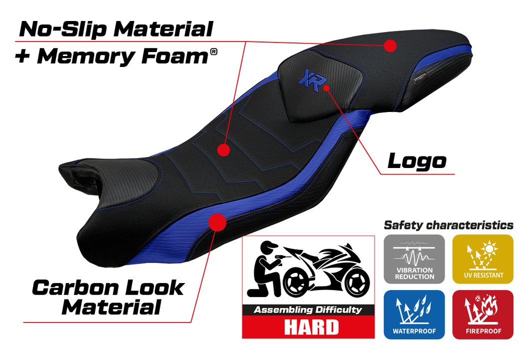 BMW S1000XR 2015-2019 Seat Cover Tappezzeria Italia Comfort in Blue and Black