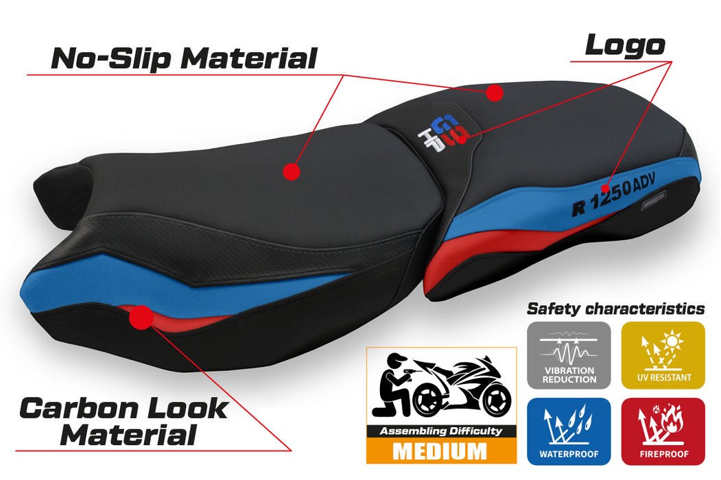BMW R1250GS Adventure 2019-2024 Seat Cover Tappezzeria Italia in Black HP SE
