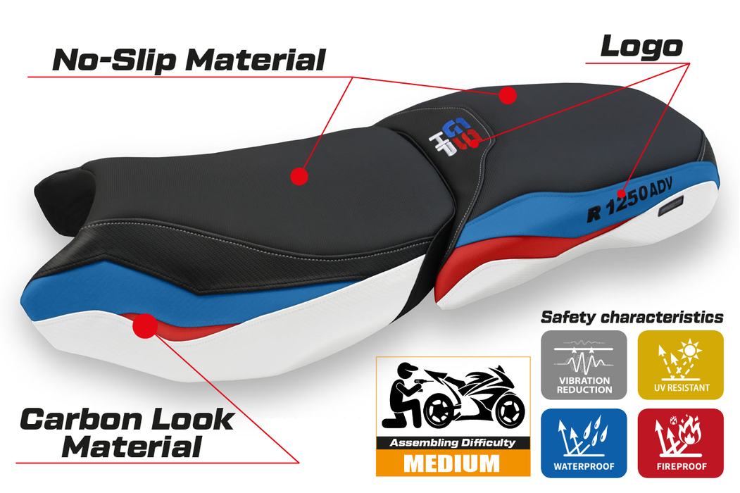 BMW R1250GS Adventure 2019-2024 Seat Cover Tappezzeria Italia in White HP SE