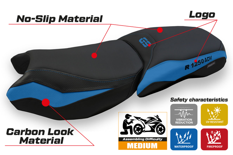 BMW R1250GS Adventure 2019-2024 Seat Cover Tappezzeria Italia in Blue and Black