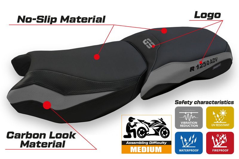 BMW R1250GS Adventure 2019-2024 Seat Cover Tappezzeria Italia in Grey and Black