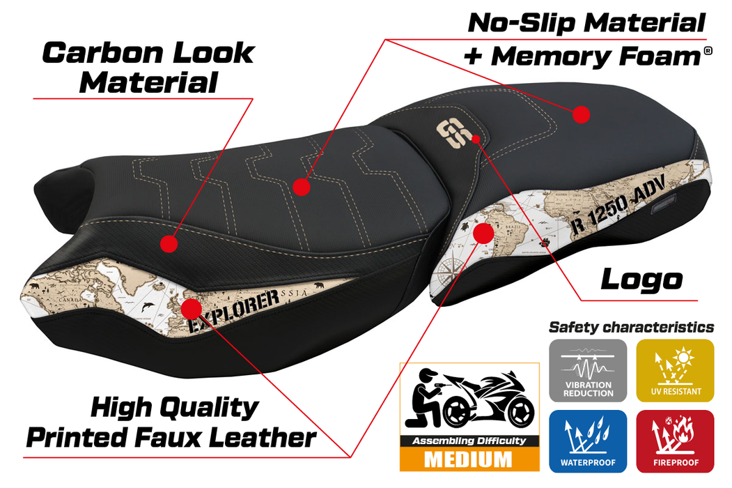 BMW R1250GS Adventure 2019-2024 Seat Cover Tappezzeria Italia Comfort in Maps SE