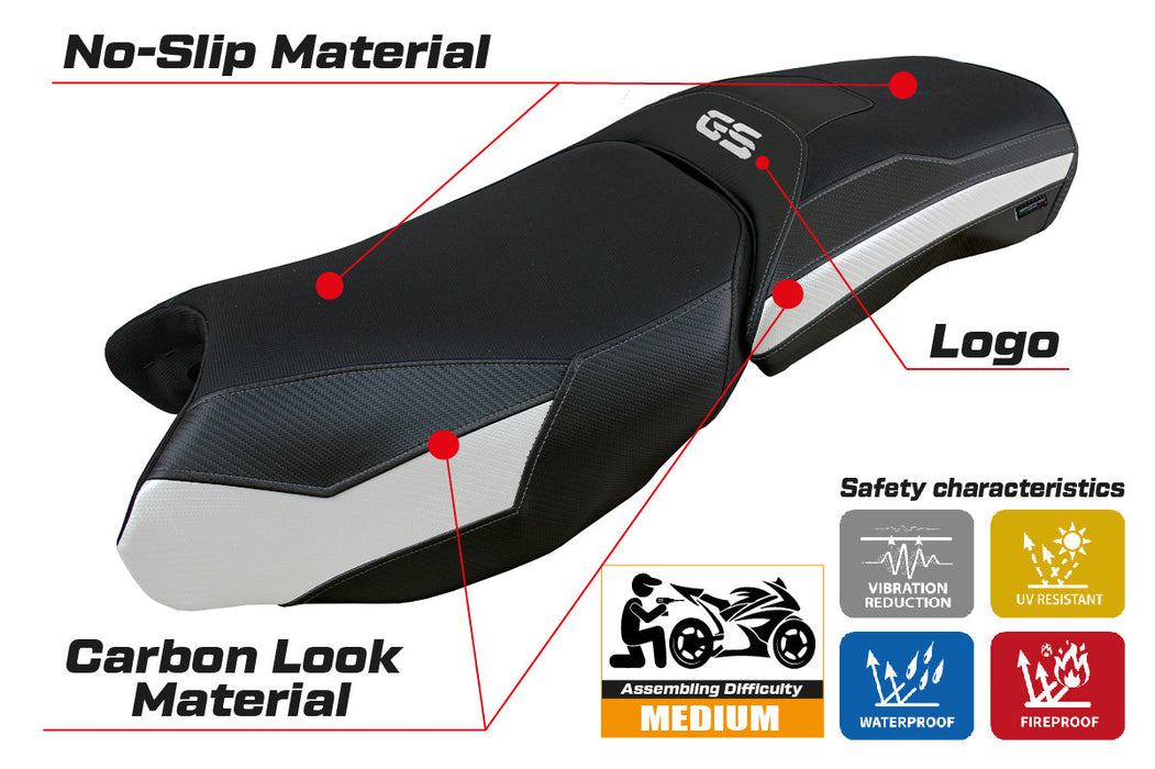 BMW R1250GS Adventure 2019-2024 Seat Cover Tappezzeria Italia in White and Black