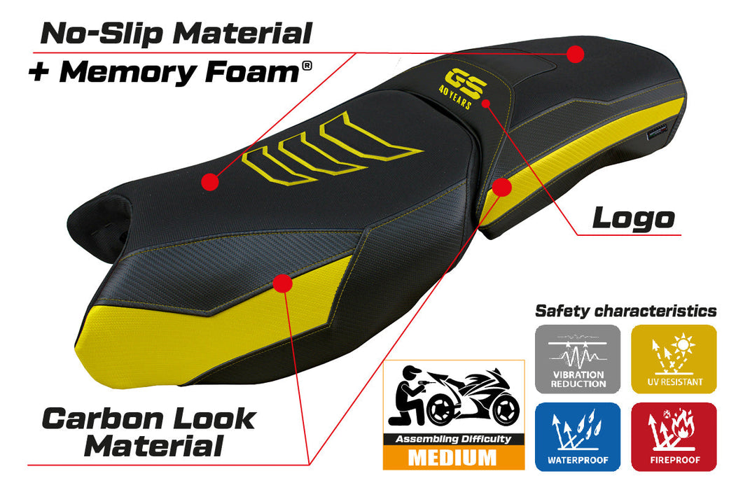 BMW R1250GS Adventure 2019-2024 Seat Cover Tappezzeria Italia Comfort in Yellow and Black