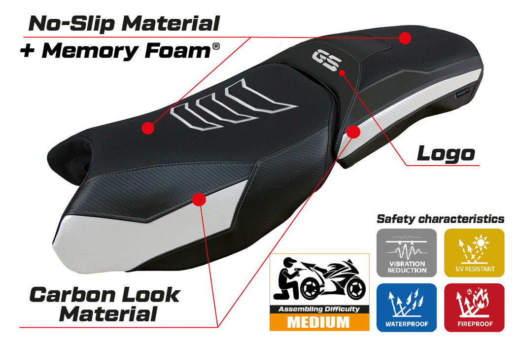 BMW R1250GS Adventure 2019-2024 Seat Cover Tappezzeria Italia Comfort in White and Black