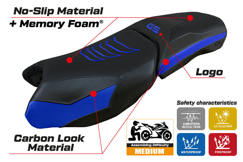 BMW R1250GS Adventure 2019-2024 Seat Cover Tappezzeria Italia Comfort in Blue and Black