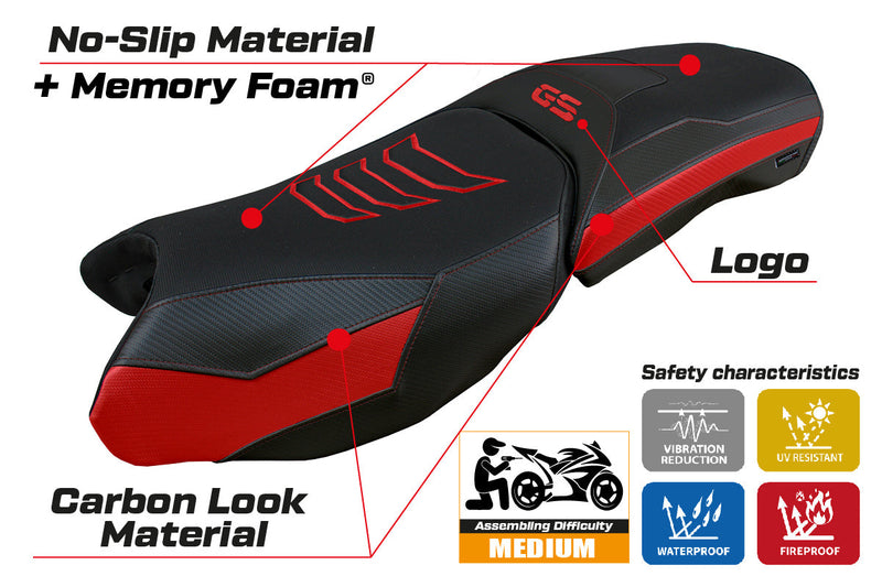 BMW R1250GS Adventure 2019-2024 Seat Cover Tappezzeria Italia Comfort in Red and Black