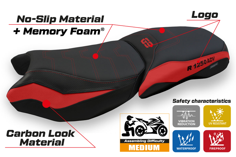 BMW R1250GS Adventure 2019-2024 Seat Cover Tappezzeria Italia Comfort in Red and Black