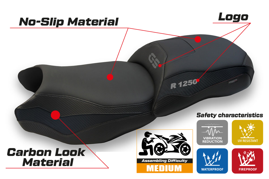 BMW R1250GS 2019-2023 Seat Cover Tappezzeria Italia in Black