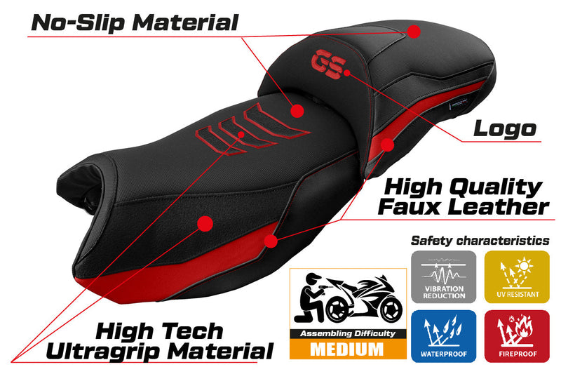 BMW R1250GS 2019-2023 Seat Cover Tappezzeria Italia in Red and Black SE