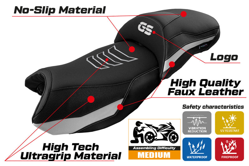 BMW R1250GS 2019-2023 Seat Cover Tappezzeria Italia in White and Black SE