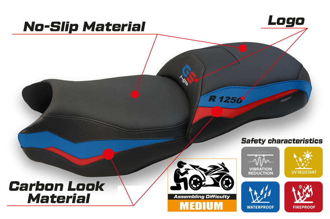 BMW R1250GS 2019-2023 Seat Cover Tappezzeria Italia in Black HP