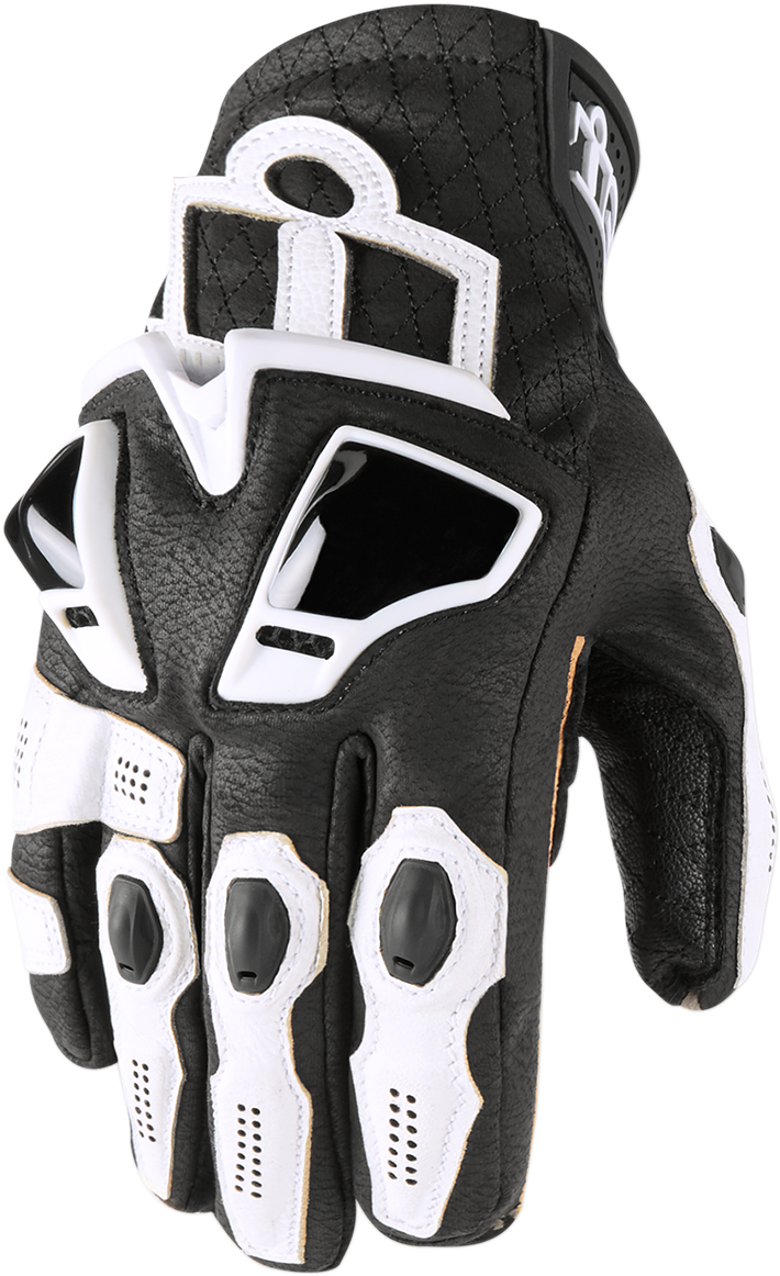 ICON Hypersport™ Short Motorcycle Leather Gloves - White - Medium 3301-3552
