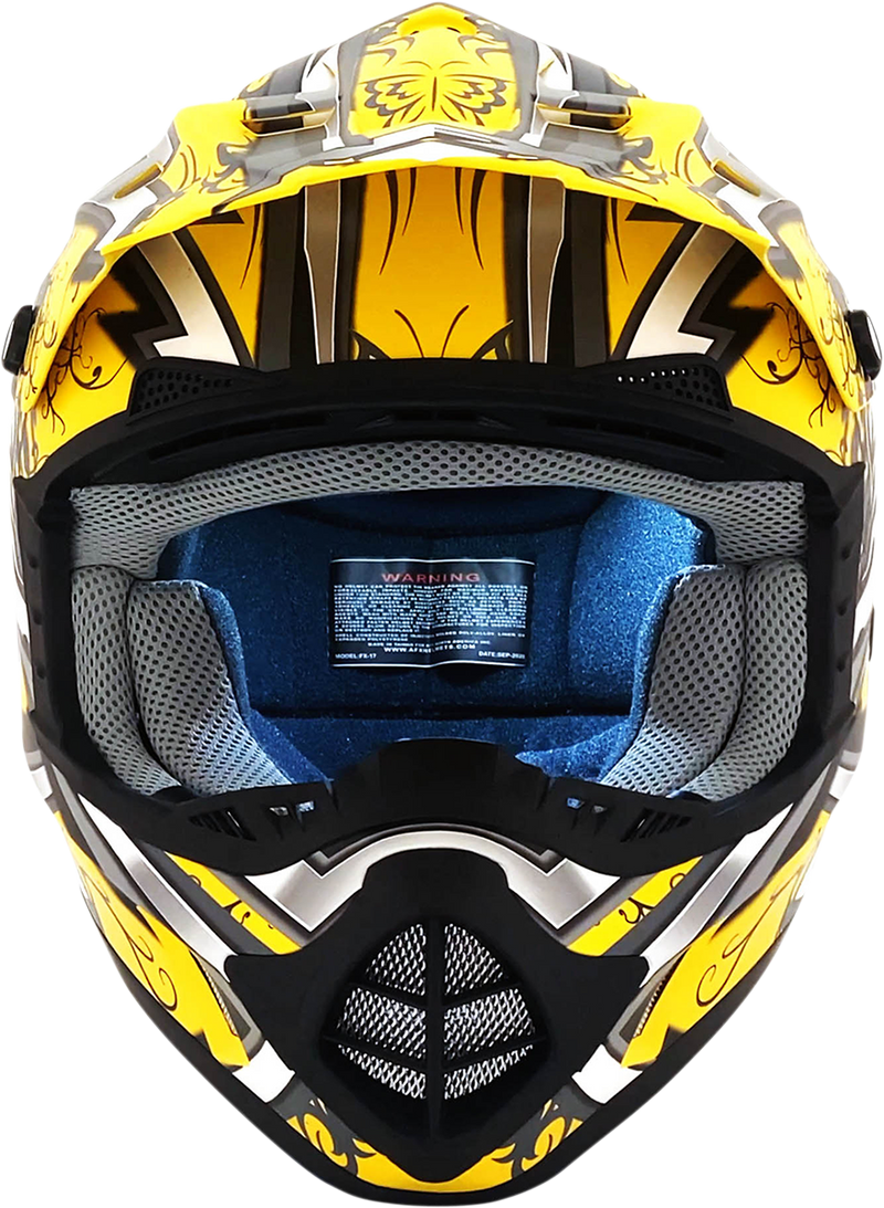 AFX FX-17Y Motorcycle Helmet - Butterfly - Matte Yellow - Large 0111-1395
