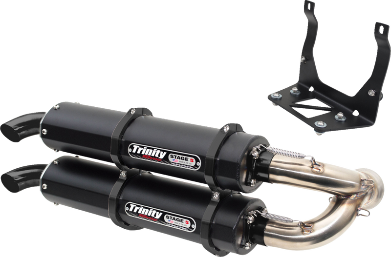 TRINITY RACING Stage 5 Slip-On Dual Muffler - Cerakote Black Maverick X3 TR-4160S-C2