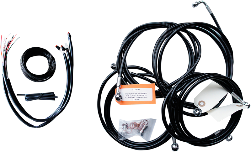 LA CHOPPERS Handlebar Cable/Brake Line Kit - Complete - 18" - 20" Ape Hanger Handlebars - Black Vinyl LA-8053KT2-19B