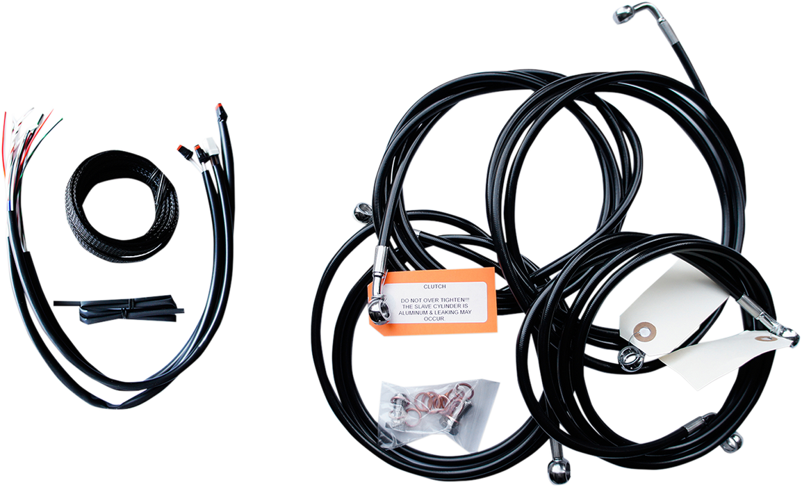 LA CHOPPERS Handlebar Cable/Brake Line Kit - Complete - 15" - 17" Ape Hanger Handlebars - Black Vinyl LA-8053KT2-16B