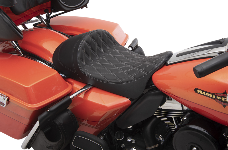 DRAG SPECIALTIES Forward Low Solo Seat - Diamond - Silver Stitched - FL '08-'22 0801-1253