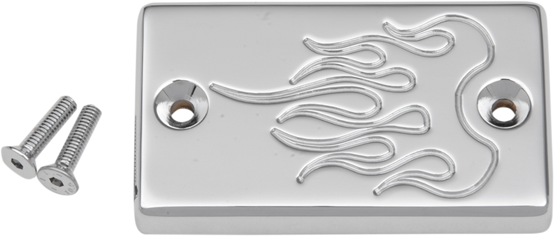 BARON Master Cylinder Cover - Flame - Suzuki - Chrome BA-7686-03