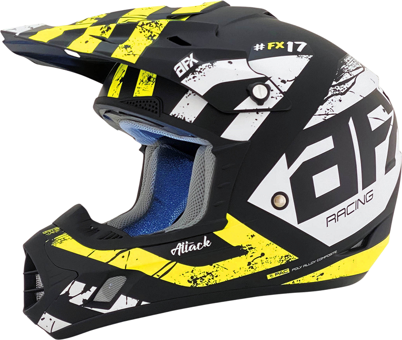 AFX FX-17Y Motorcycle Helmet - Attack - Matte Black/Hi-Vis Yellow - Large 0111-1416