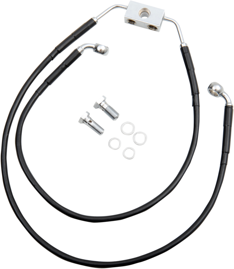 DRAG SPECIALTIES Brake Line - Front - Black - +8" 612138-8BLK