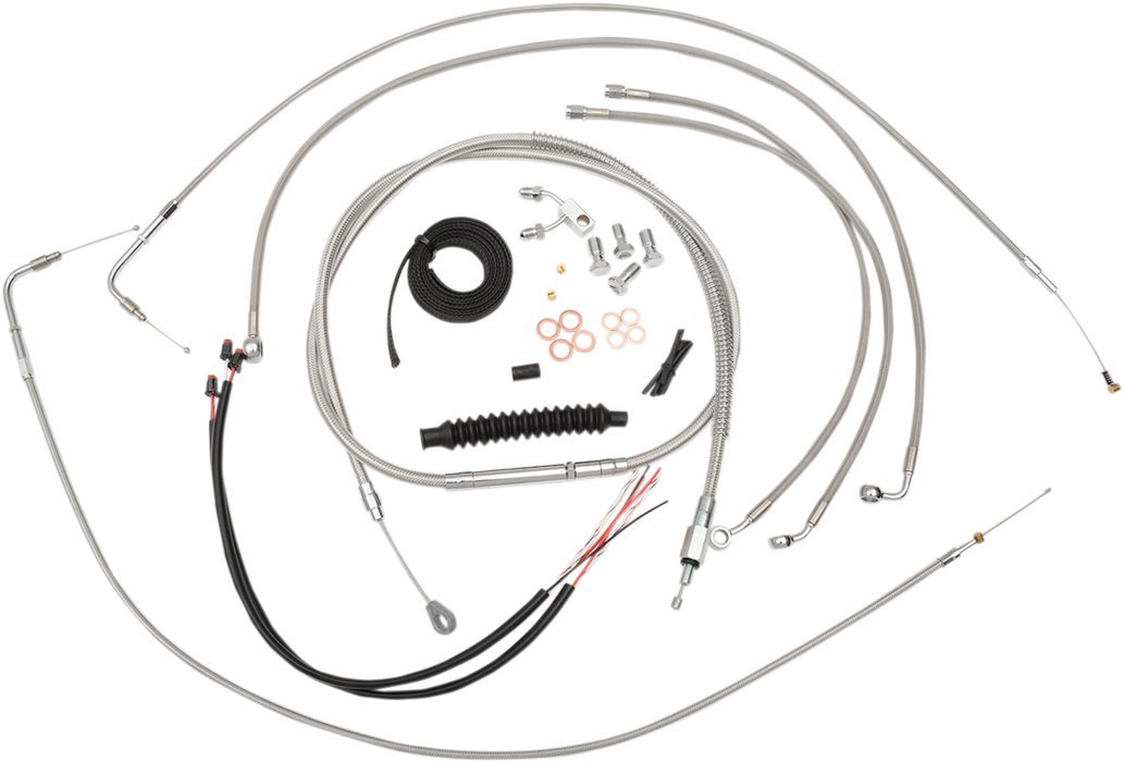 LA CHOPPERS Handlebar Cable/Brake Line Kit - Complete - 18" - 20" Ape Hanger Handlebars - Stainless LA-8122KT2-19