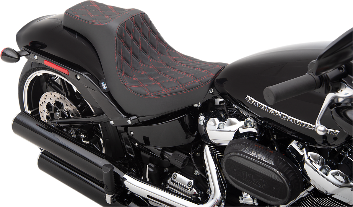 DRAG SPECIALTIES Predator III Seat - Double Diamond - Red Stitching 0802-1269