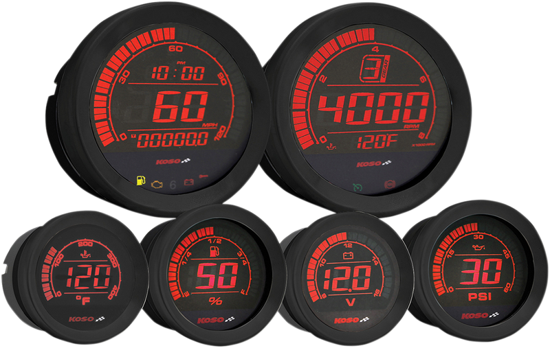 KOSO NORTH AMERICA HD-02 6-Piece Gauge Kit - Black BA050907