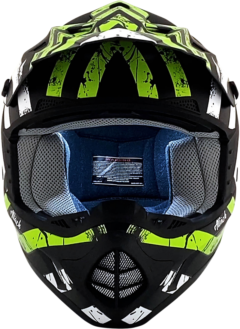 AFX FX-17Y Motorcycle Helmet - Attack - Matte Black/Green - Large 0111-1419