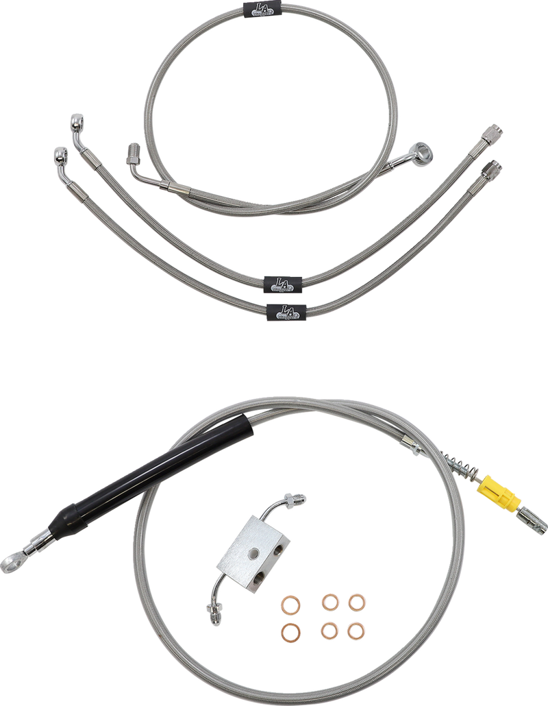 LA CHOPPERS Handlebar Cable/Brake Line Kit- Quick Connect - 18" - 20" Ape Hanger Handlebars - Stainless Steel LA-8157KT-19