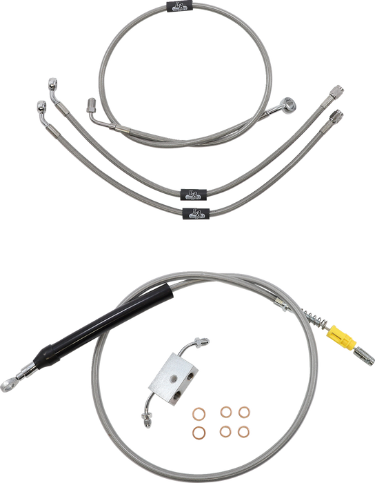 LA CHOPPERS Handlebar Cable/Brake Line Kit- Quick Connect - 18" - 20" Ape Hanger Handlebars - Stainless Steel LA-8157KT-19