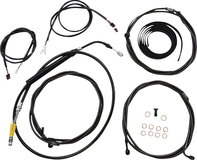 LA CHOPPERS Cable Kit - Stock Ape Hanger Handlebars - ABS - Black LA-8058KT3-08B