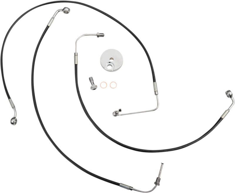 LA CHOPPERS Brake Line - 15" - 17" Ape Hanger Handlebars - Black LA-8154B16B