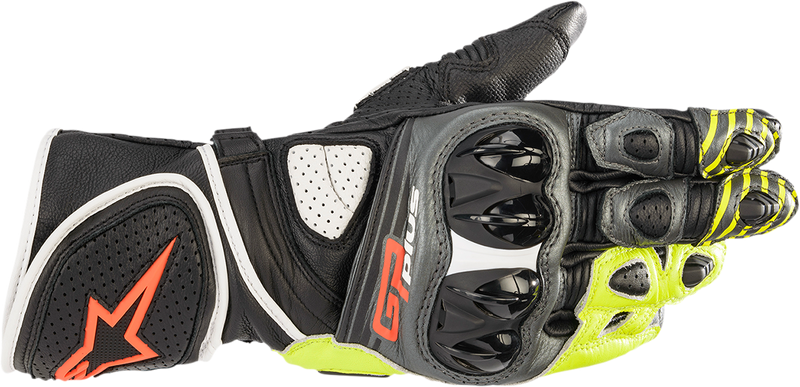 ALPINESTARS GP Plus R v2 Gloves - Metallic Gray/Black/Fluo Yellow/Fluo Red - Small 3556520-9135-S