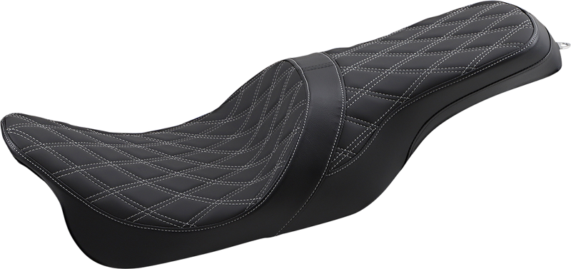 DRAG SPECIALTIES Forward Positioned Predator 2-Up Seat - Double Diamond - Silver Stitched - FL '08-'22 0801-1266