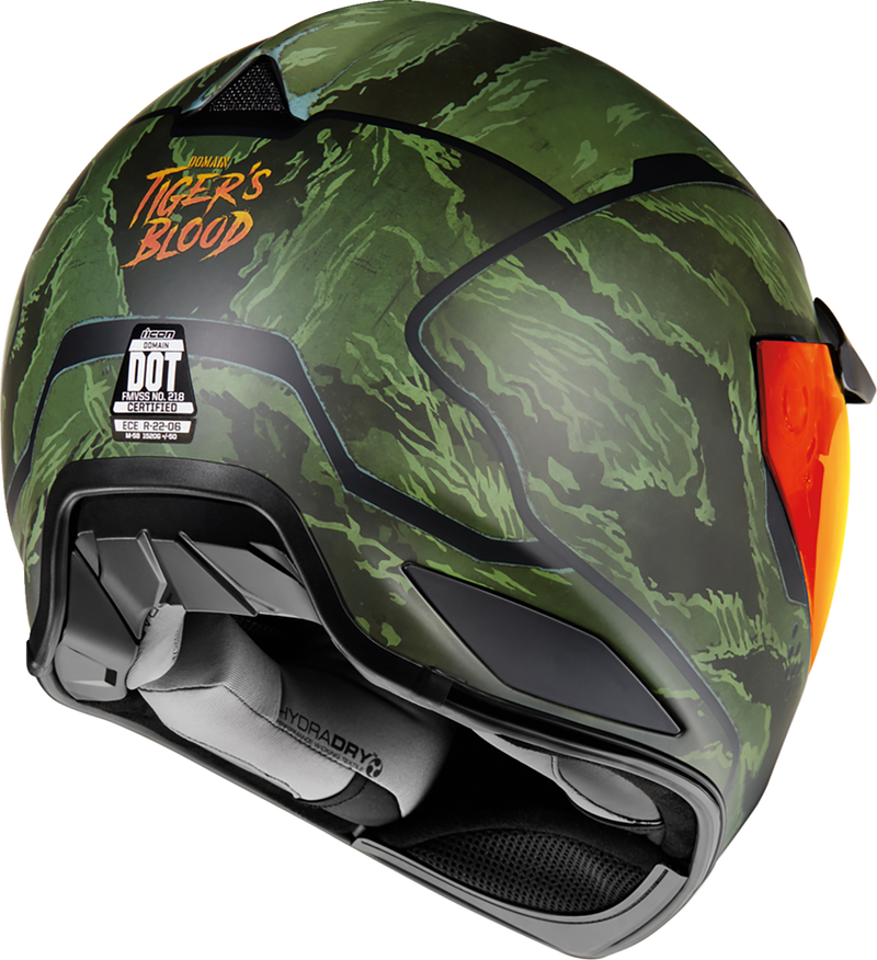 ICON Domain™ Motorcycle Helmet - Tiger's Blood - Green - Medium 0101-14925