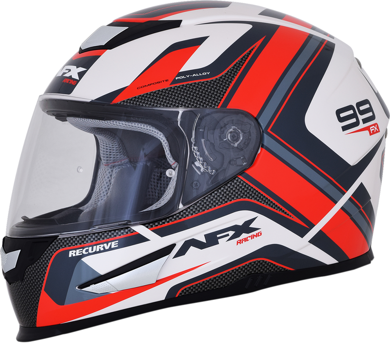 AFX FX-99 Motorcycle Helmet - Recurve - Pearl White/Red - Small 0101-11126