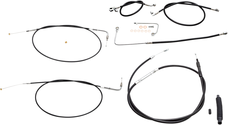 LA CHOPPERS Handlebar Cable/Brake Line Kit - 15" - 17" Ape Hanger Handlebars - Black Vinyl LA-8151KT-16B