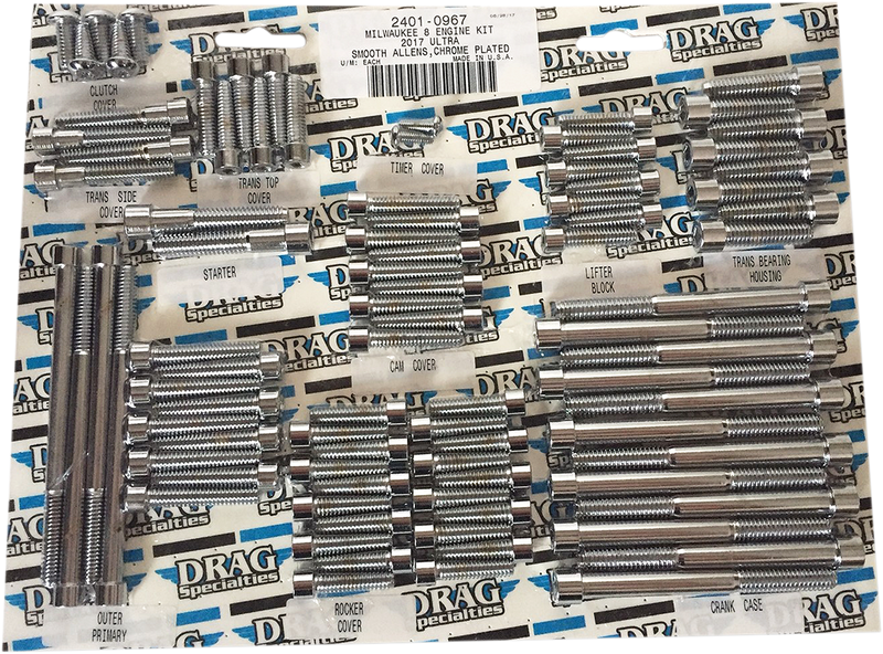 DRAG SPECIALTIES Engine Smooth Allen Bolt Kit - Chrome - M8 MK775S