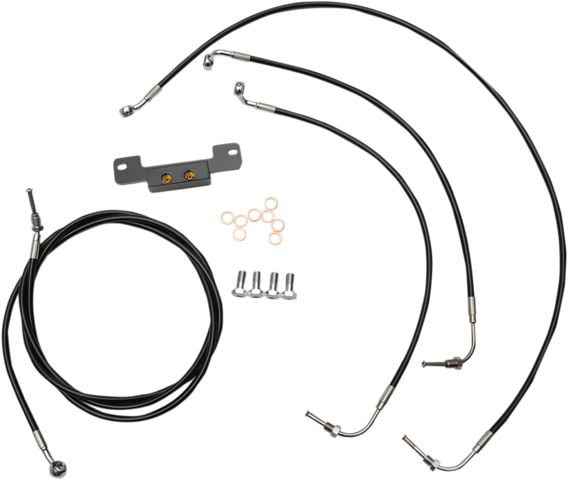 LA CHOPPERS Handlebar Cable/Brake Line Kit - 18" - 20" Ape Hanger Handlebars - Black Vinyl LA-8055KT-19B
