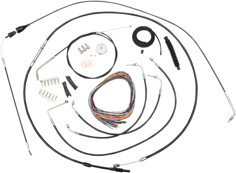 LA CHOPPERS Handlebar Cable/Brake Line Kit - Complete - 15" - 17" Ape Hanger Handlebars - Black Vinyl LA-8005KT2A-16B