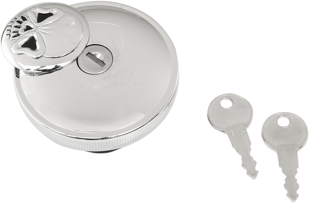DRAG SPECIALTIES Gas Cap - Vented Skull Locking - Chrome 03-0320AS-A