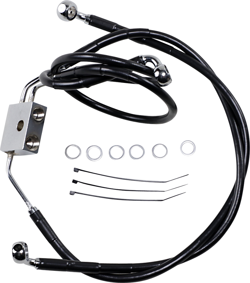 DRAG SPECIALTIES Brake Line - Front - Black - +8" - FXDF '12-'17 612137-8BLK
