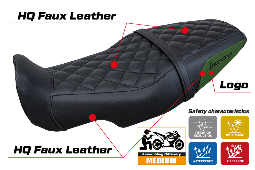 Benelli Leoncino 800 2022-2024 Seat Cover Tappezzeria Italia in Army Green and Black