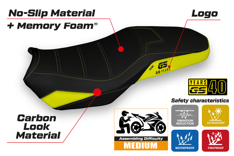 BMW F850GS 2019-2024 Comfort Heated Seat Cover Tappezzeria Italia in Yellow and Black